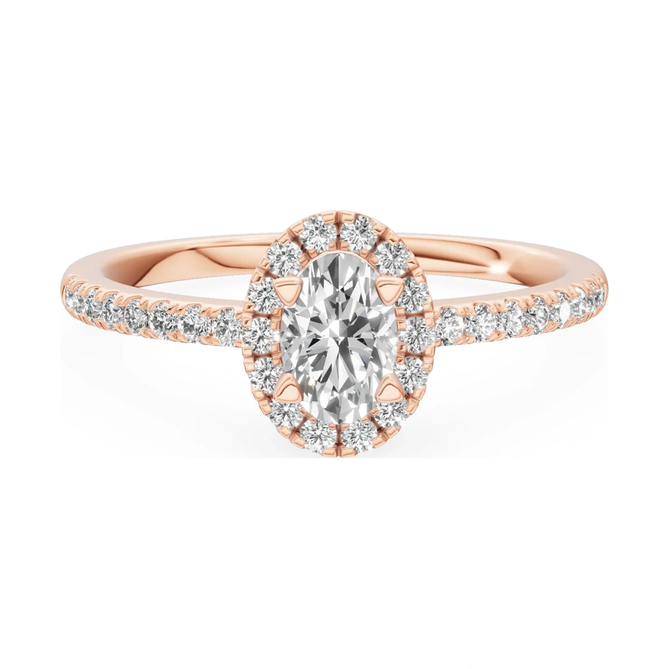 GREMARI Seven Icon 14K rose gold engagement ring with 0.30 ct oval-cut natural diamond