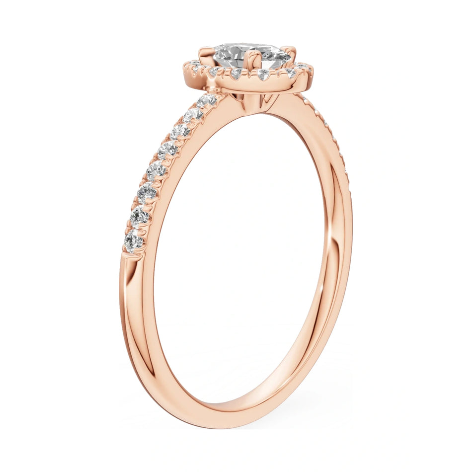 14K rose gold GREMARI Seven Icon ring with 0.30 ct oval-cut natural diamond