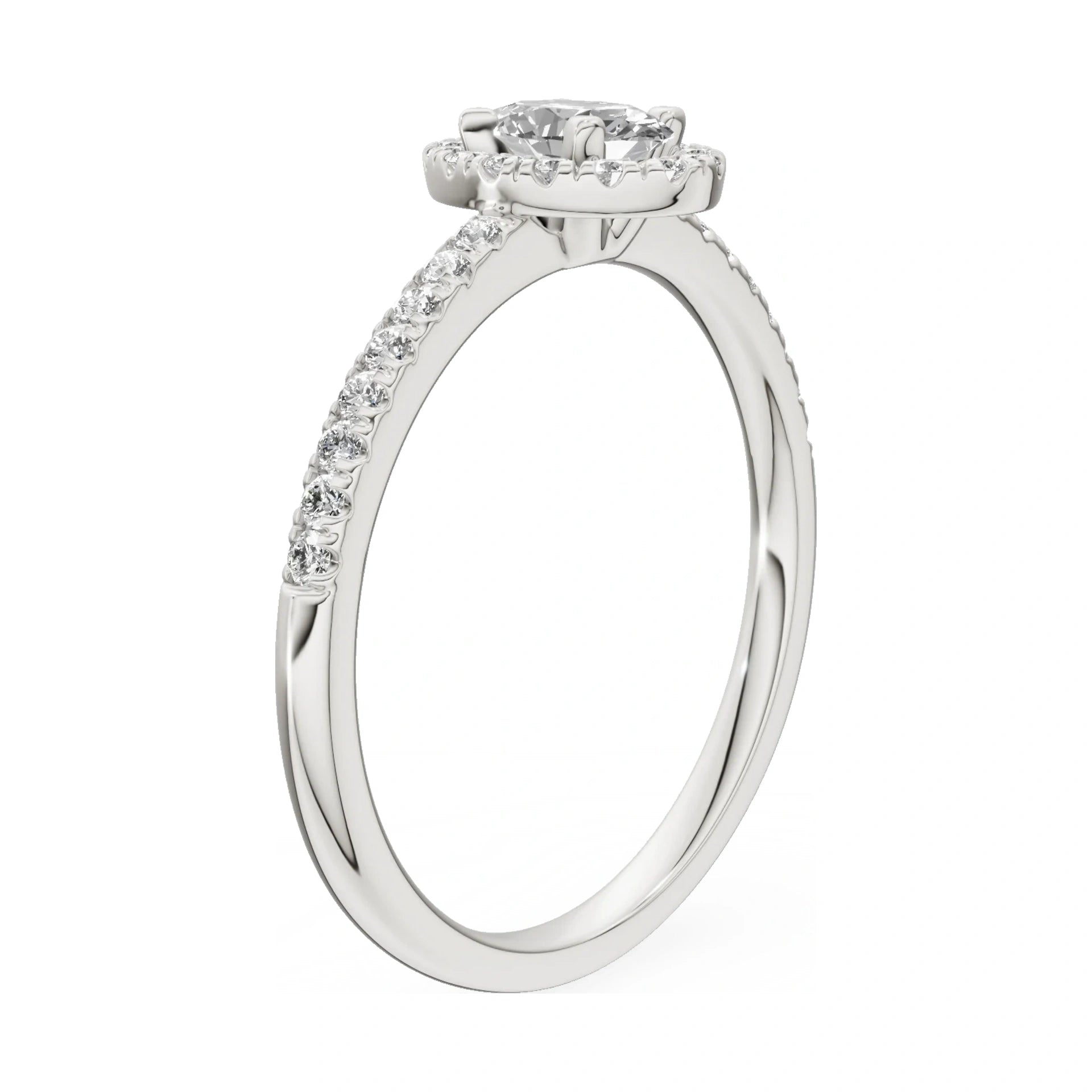 14K white gold GREMARI Seven Icon ring with 0.30 ct oval-cut natural diamond