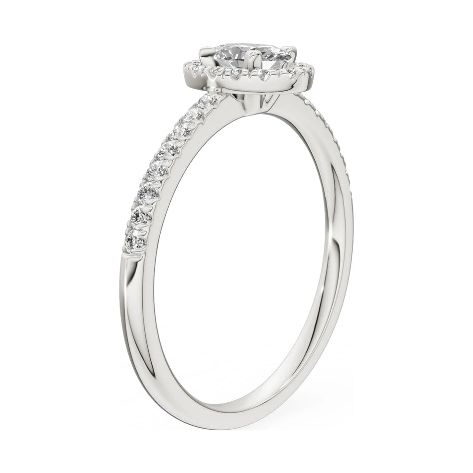 14K white gold GREMARI Seven Icon ring with 0.30 ct oval-cut natural diamond