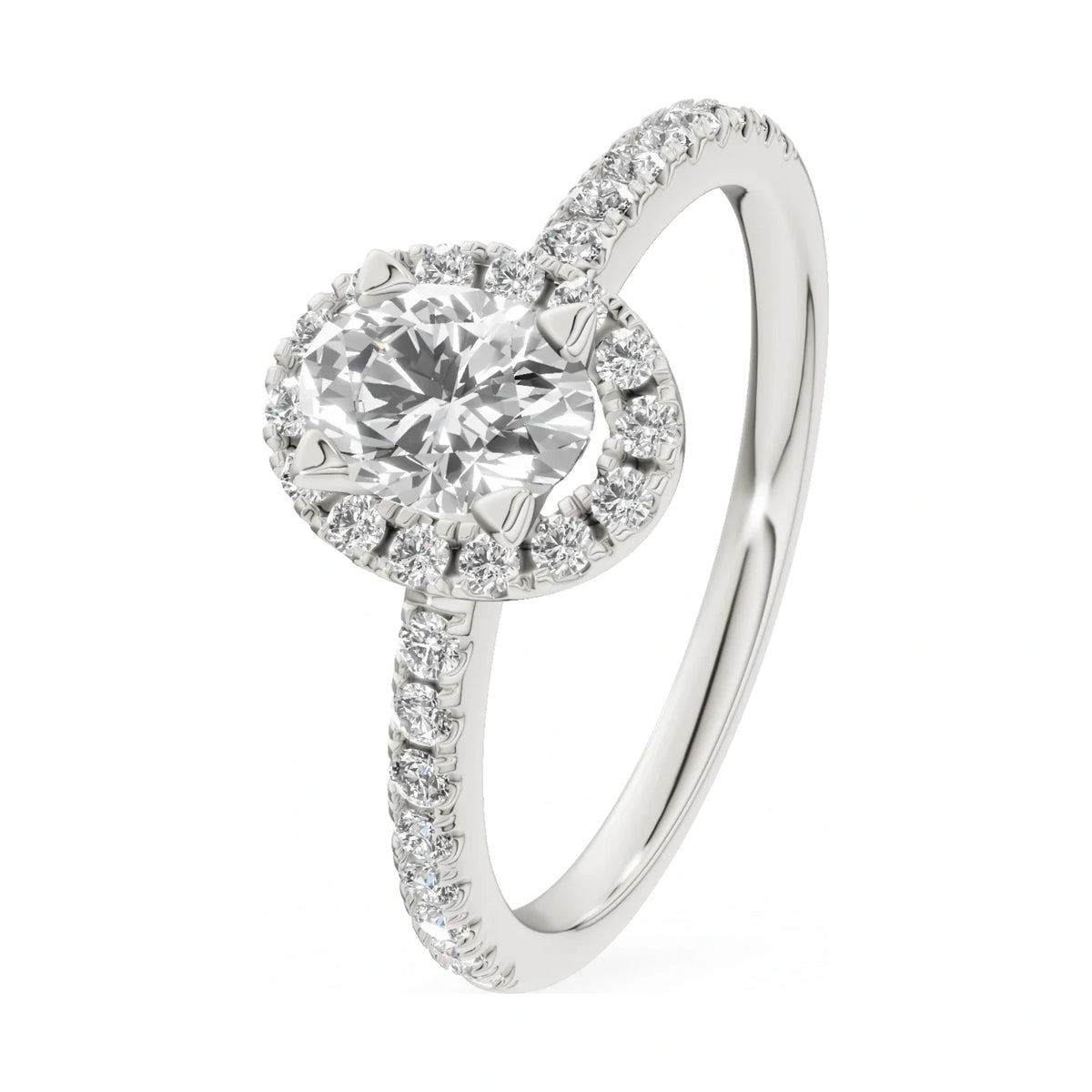 0.50 ct oval-cut natural diamond GREMARI Seven Icon engagement ring in 14K white gold
