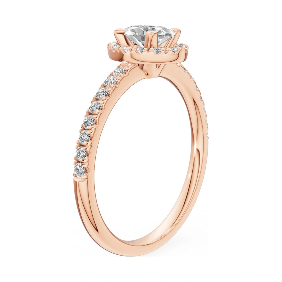 14K rose gold GREMARI Seven Icon ring with 0.50 ct oval-cut natural diamond