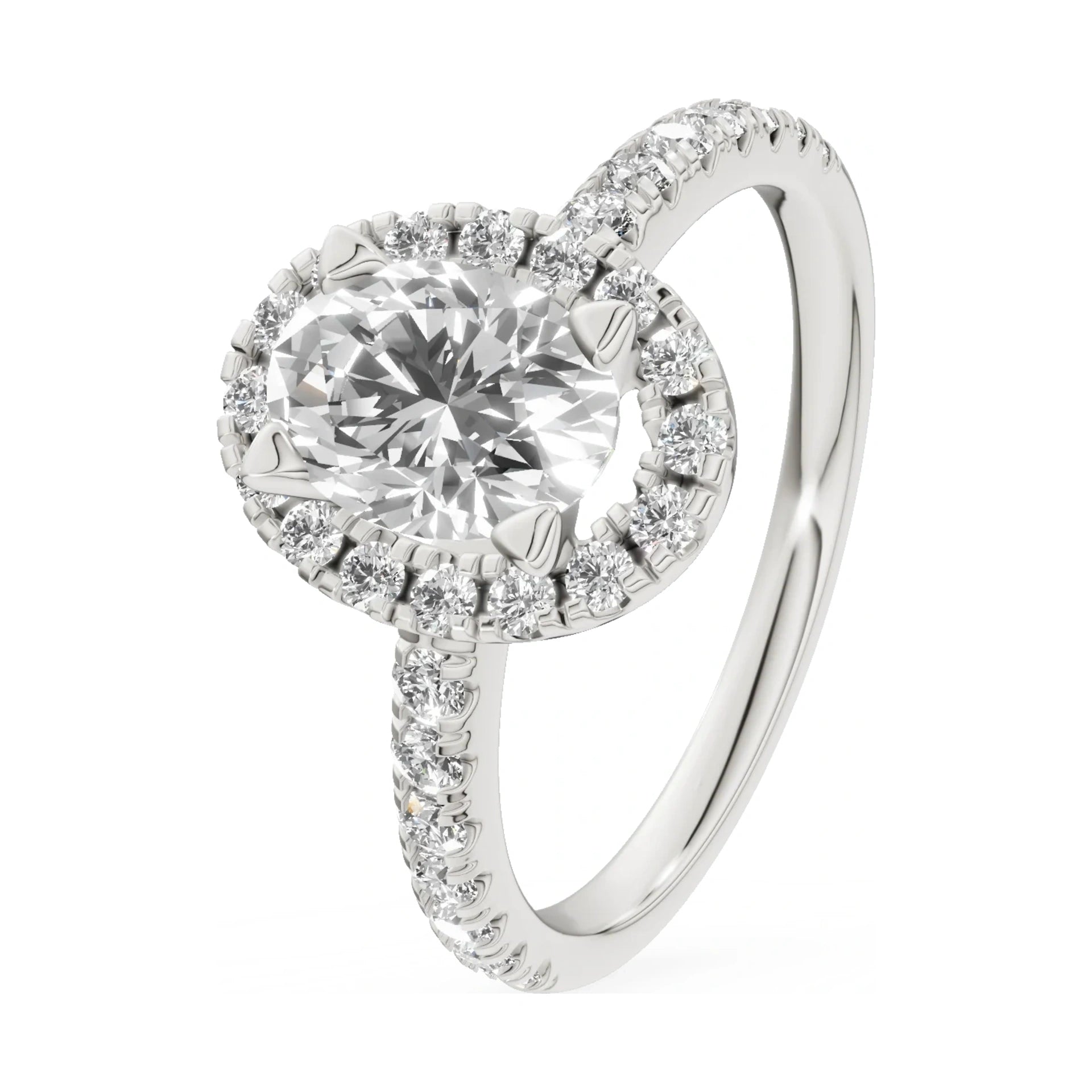 1.00 ct oval-cut natural diamond GREMARI Seven Icon engagement ring in 14K white gold