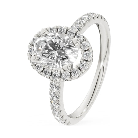 1.00 ct oval-cut natural diamond GREMARI Seven Icon engagement ring in 14K white gold