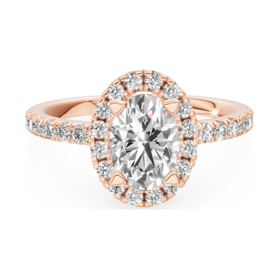 GREMARI Seven Icon 14K rose gold engagement ring with 1.00 ct oval-cut natural diamond