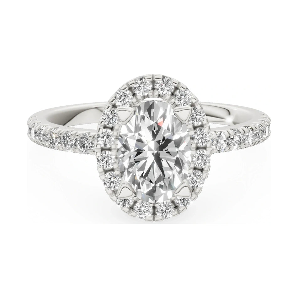 GREMARI Seven Icon 14K white gold engagement ring with 1.00 ct oval-cut natural diamond