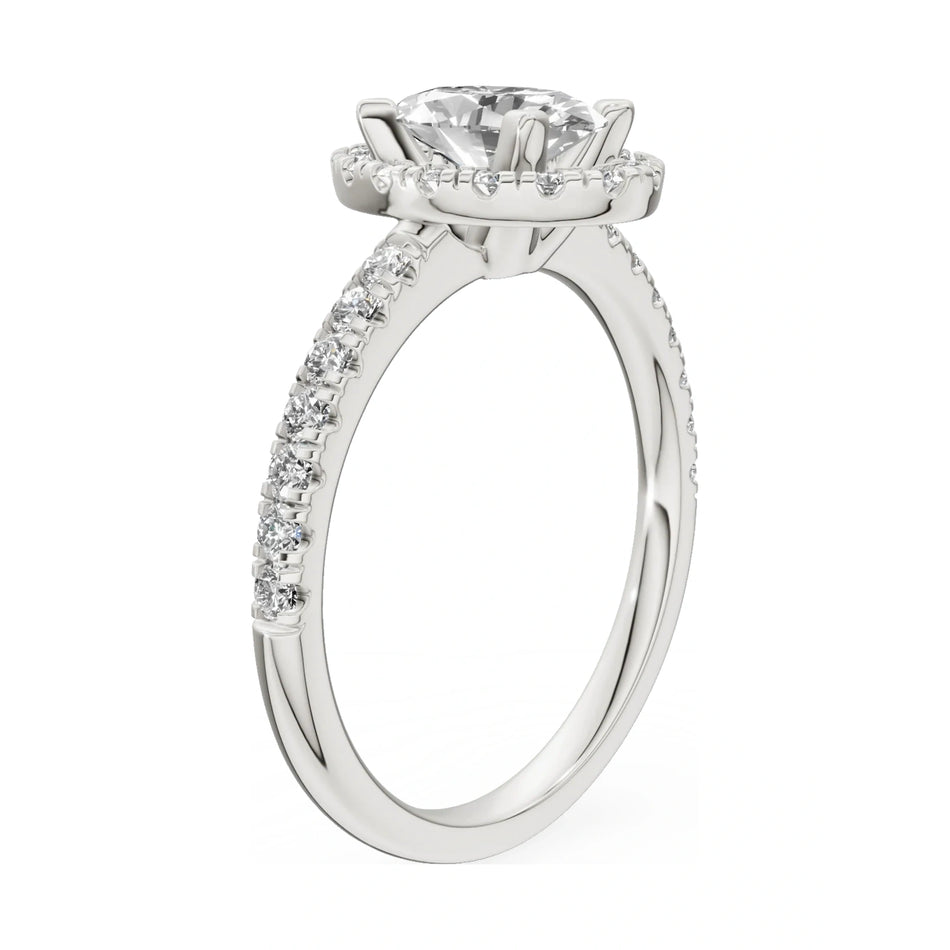 14K white gold GREMARI Seven Icon ring with 1.00 ct oval-cut natural diamond