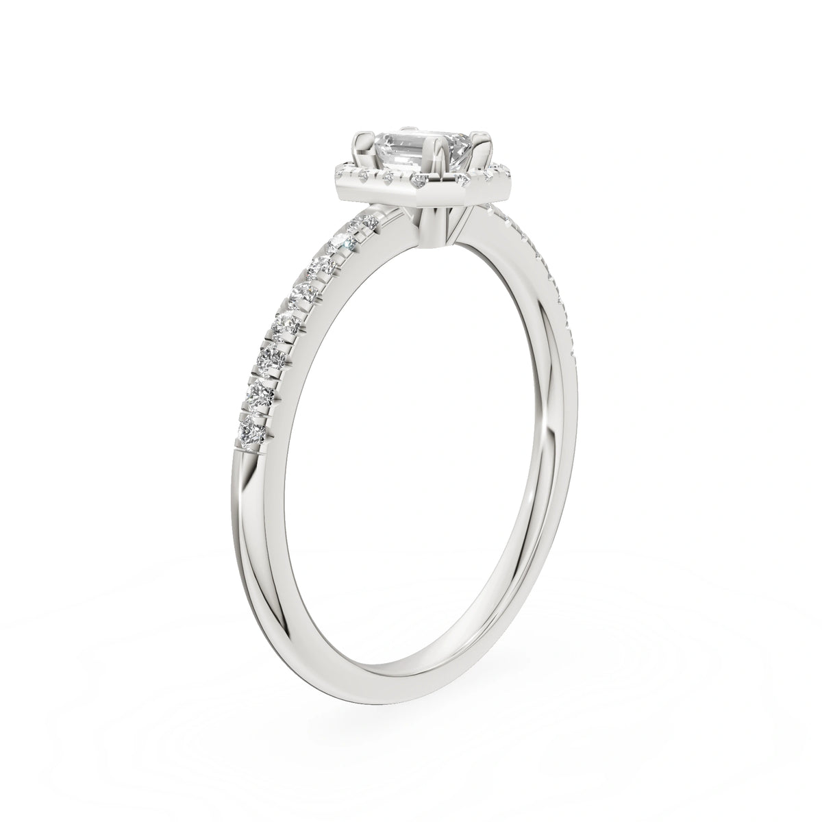 Gremari Seven Icon zásnubný prsteň z bieleho zlata s 0,15 ct lab-grown diamantom – Emerald