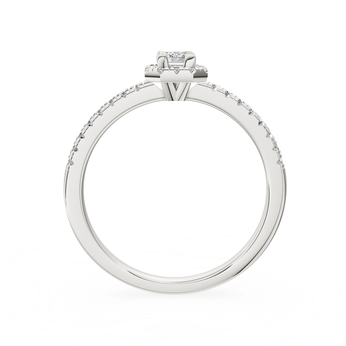 Gremari Seven Icon zásnubný prsteň z bieleho zlata s 0,15 ct lab-grown diamantom – Emerald