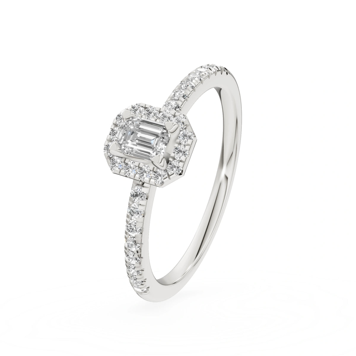 Gremari Seven Icon zásnubný prsteň z bieleho zlata s 0,15 ct lab-grown diamantom – Emerald