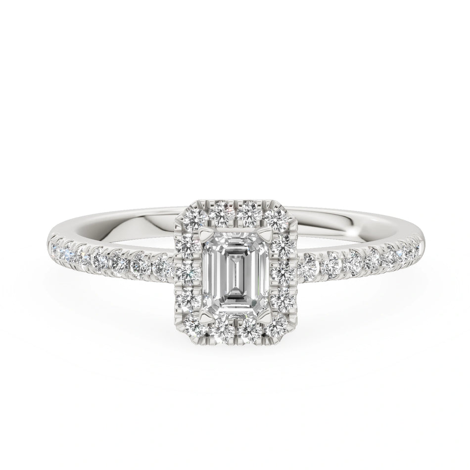 Gremari Seven Icon zásnubný prsteň z bieleho zlata s 0,24 ct lab-grown diamantom – Emerald