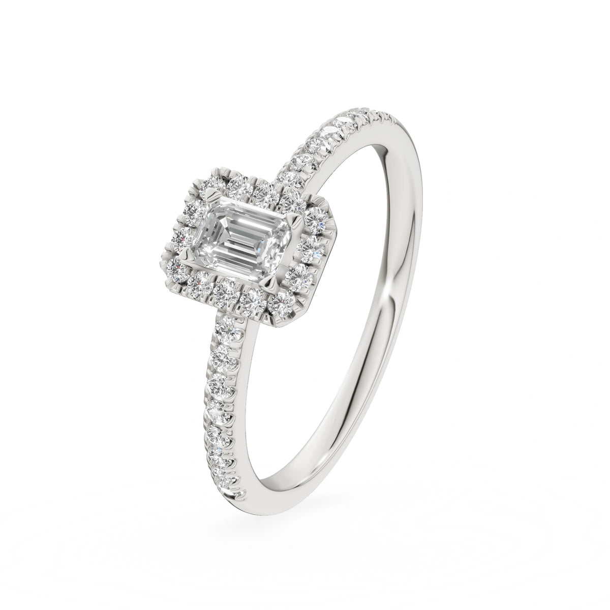 Gremari Seven Icon zásnubný prsteň z bieleho zlata s 0,24 ct lab-grown diamantom – Emerald