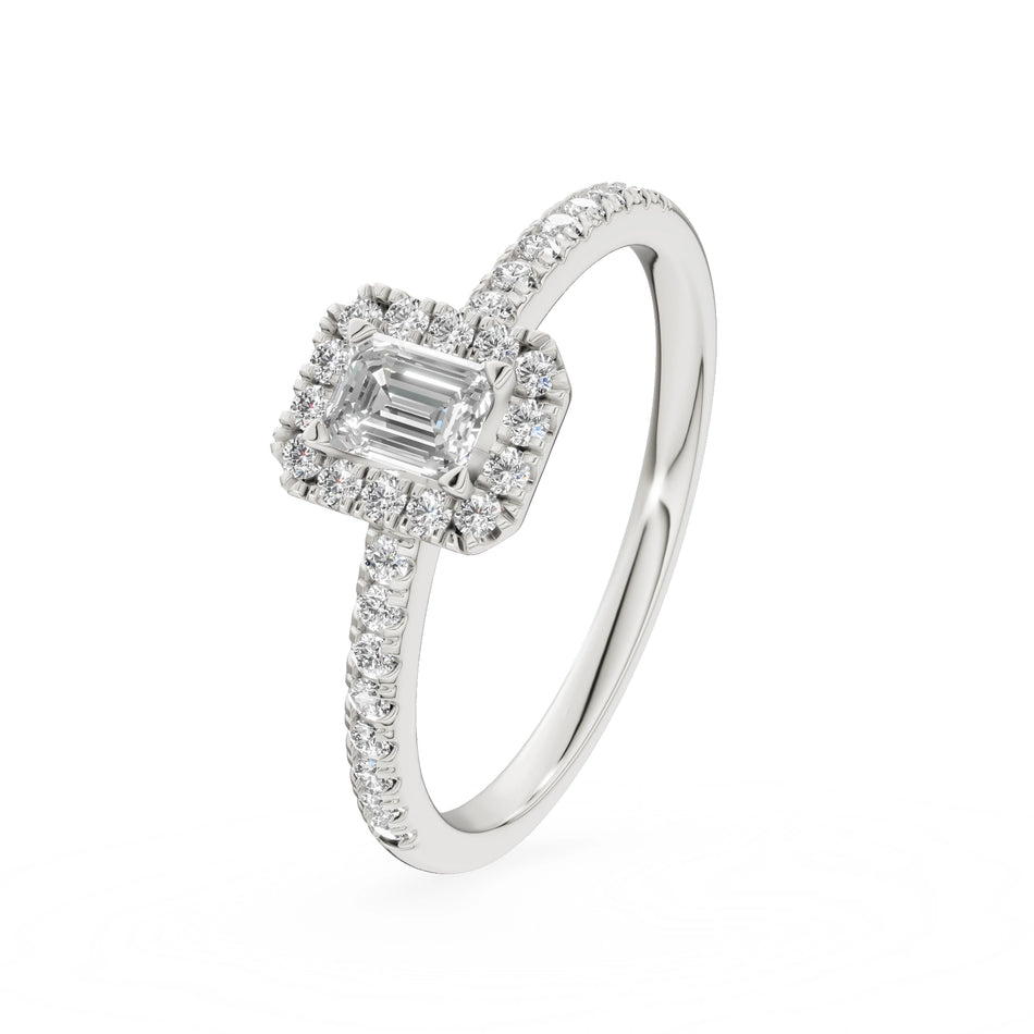 Gremari Seven Icon zásnubný prsteň z bieleho zlata s 0,24 ct lab-grown diamantom – Emerald