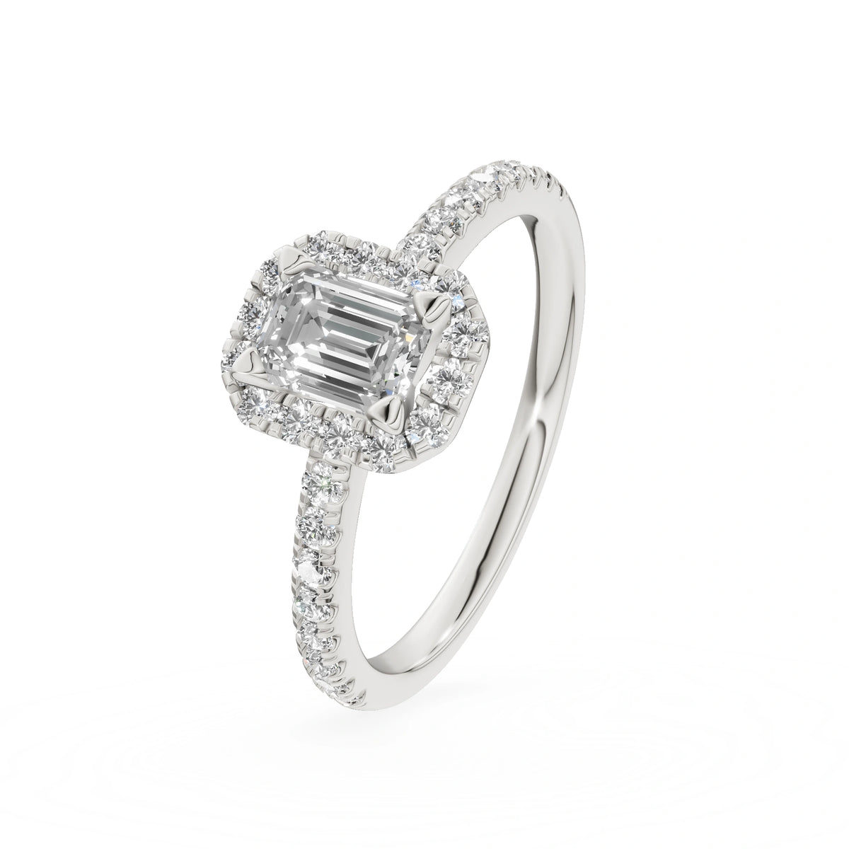 Gremari Seven Icon zásnubný prsteň z bieleho zlata s 0,50 ct lab-grown diamantom – Emerald