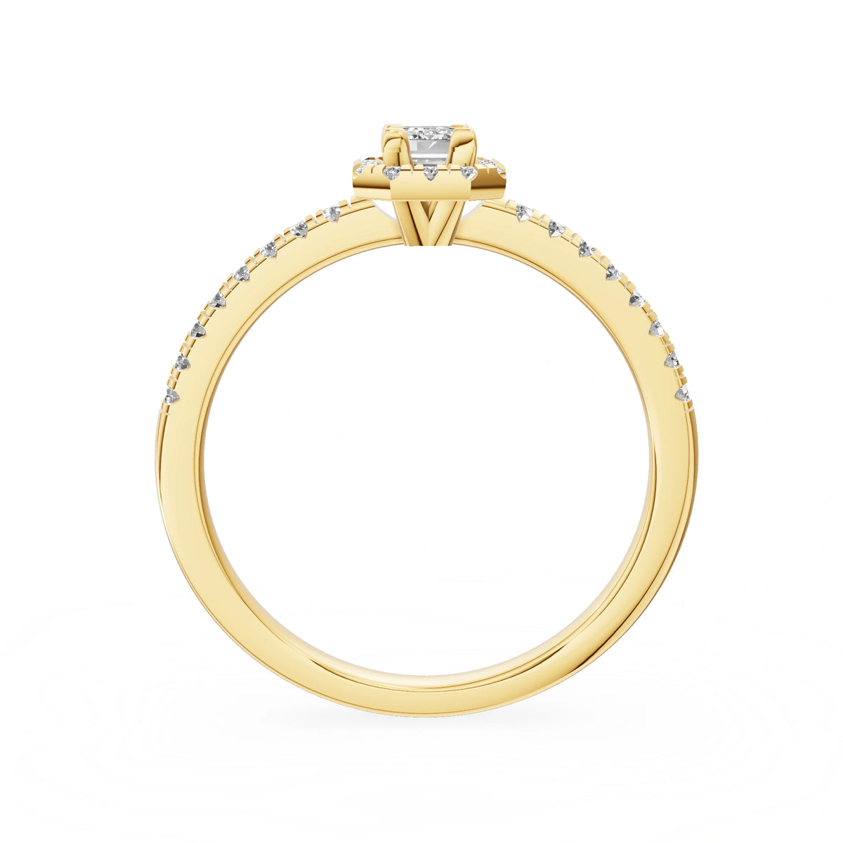 Gremari Seven Icon zásnubný prsteň zo žltého zlata s 0,15 ct lab-grown diamantom – Emerald