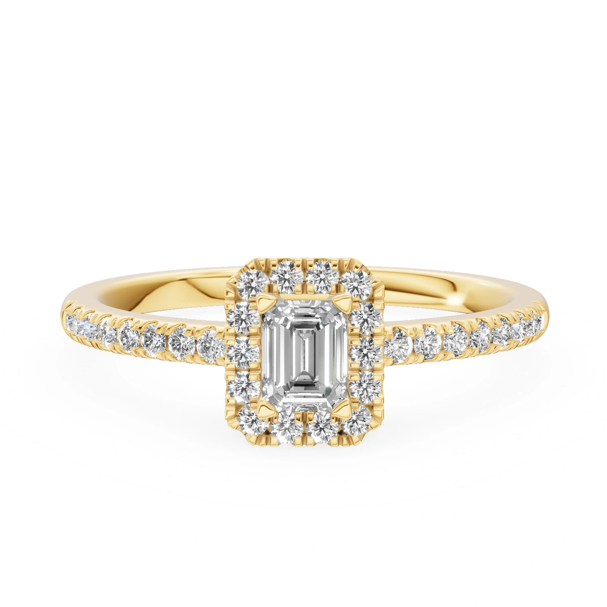 Gremari Seven Icon zásnubný prsteň zo žltého zlata s 0,24 ct lab-grown diamantom – Emerald