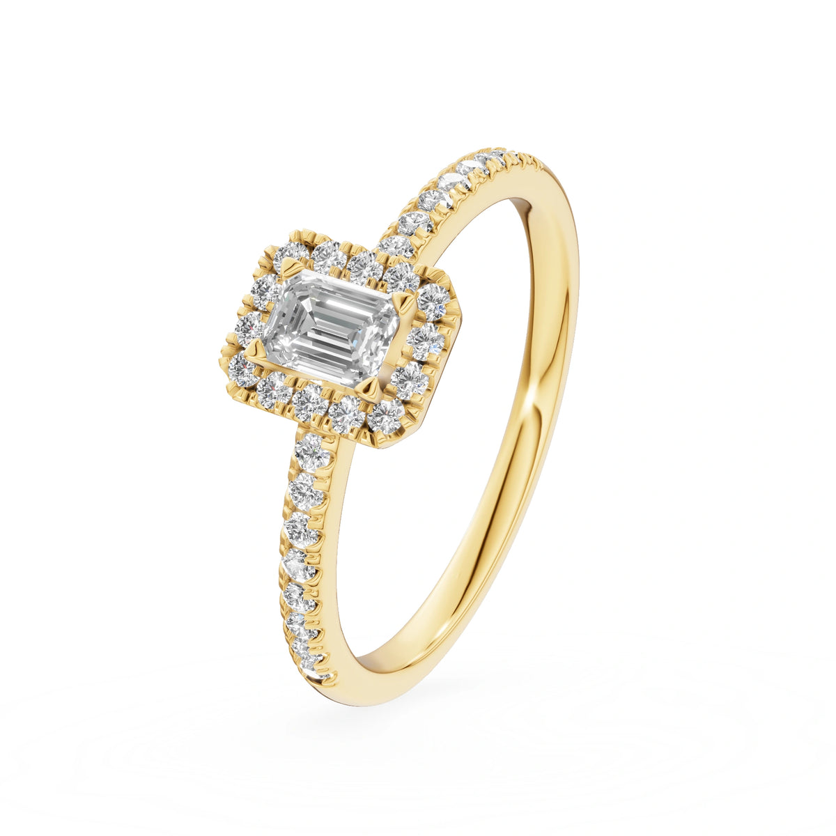 Gremari Seven Icon zásnubný prsteň zo žltého zlata s 0,24 ct lab-grown diamantom – Emerald