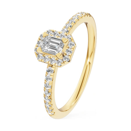 0.15 ct emerald-cut natural diamond GREMARI Seven Icon engagement ring in 14K yellow gold