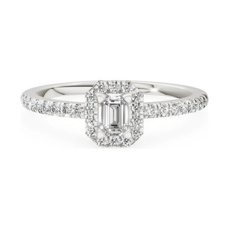 GREMARI Seven Icon 14K white gold engagement ring with 0.15 ct emerald-cut natural diamond