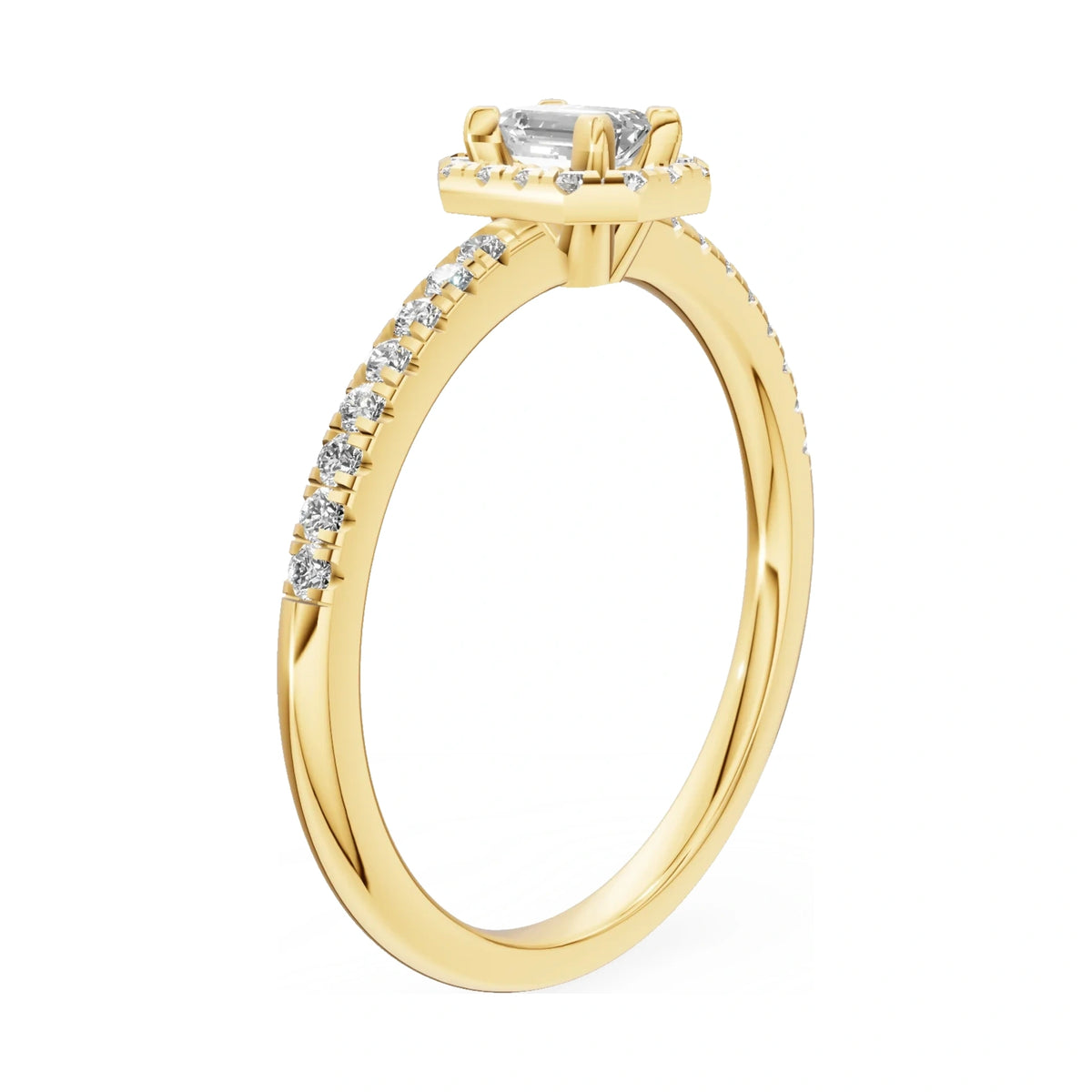 14K yellow gold GREMARI Seven Icon ring with 0.15 ct emerald-cut natural diamond