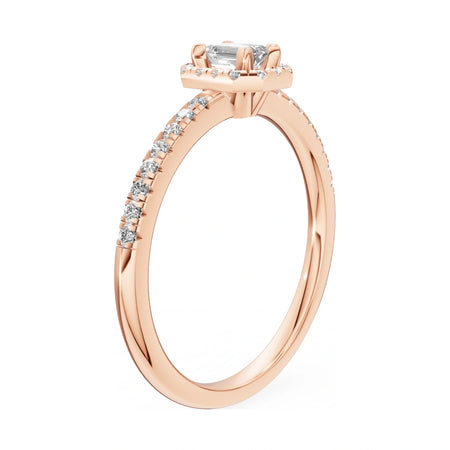 14K rose gold GREMARI Seven Icon ring with 0.15 ct emerald-cut natural diamond