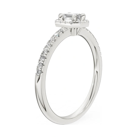 14K white gold GREMARI Seven Icon ring with 0.15 ct emerald-cut natural diamond