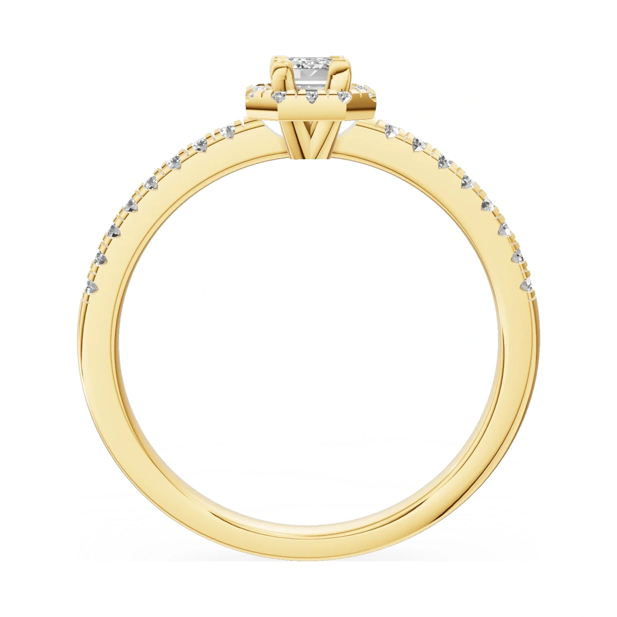 GREMARI Seven Icon emerald-cut natural diamond engagement ring in 14K yellow gold, 0.15 ct