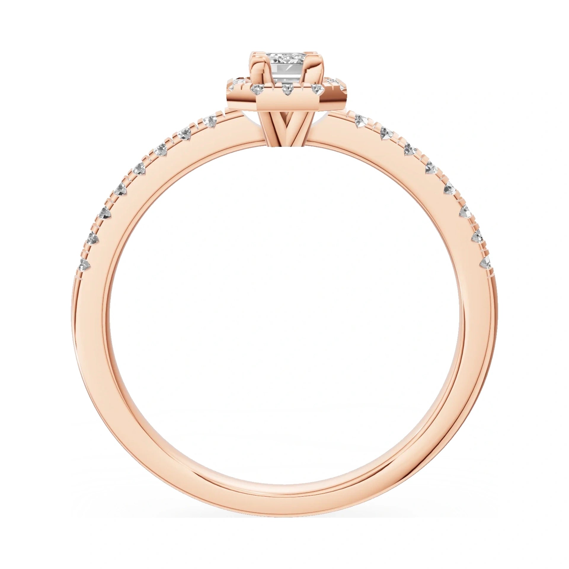 GREMARI Seven Icon emerald-cut natural diamond engagement ring in 14K rose gold, 0.15 ct