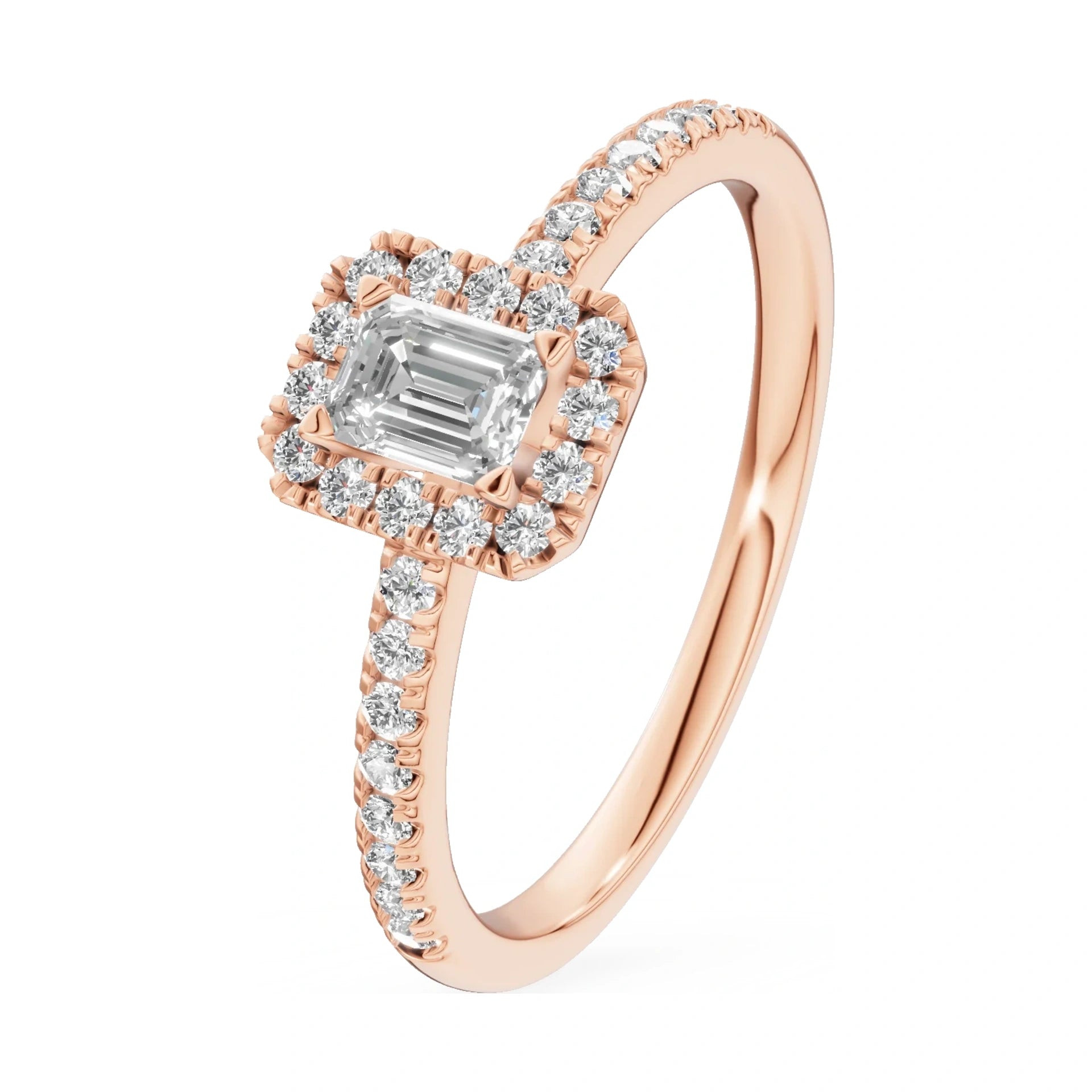 0.24 ct emerald-cut natural diamond GREMARI Seven Icon engagement ring in 14K rose gold