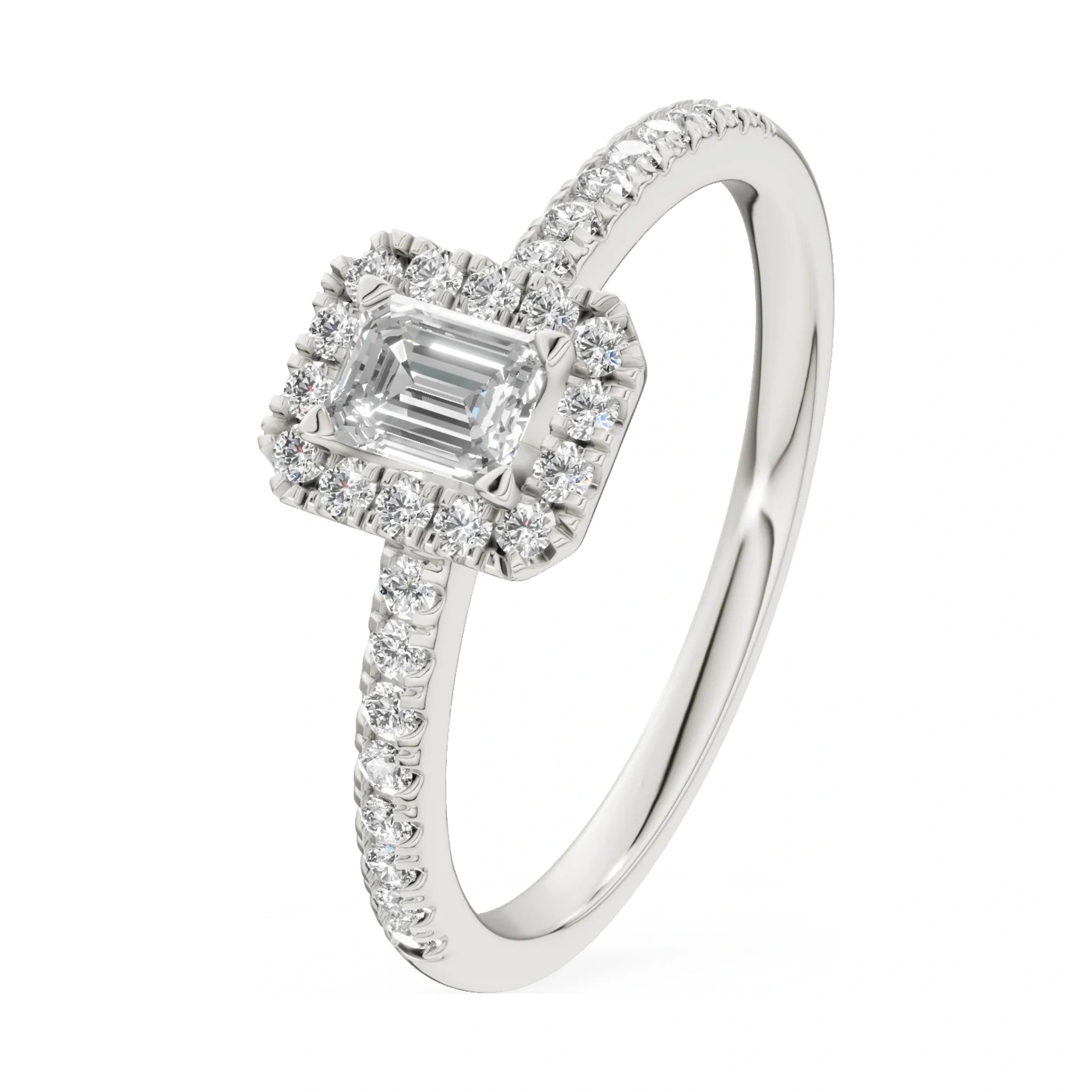 0.24 ct emerald-cut natural diamond GREMARI Seven Icon engagement ring in 14K white gold