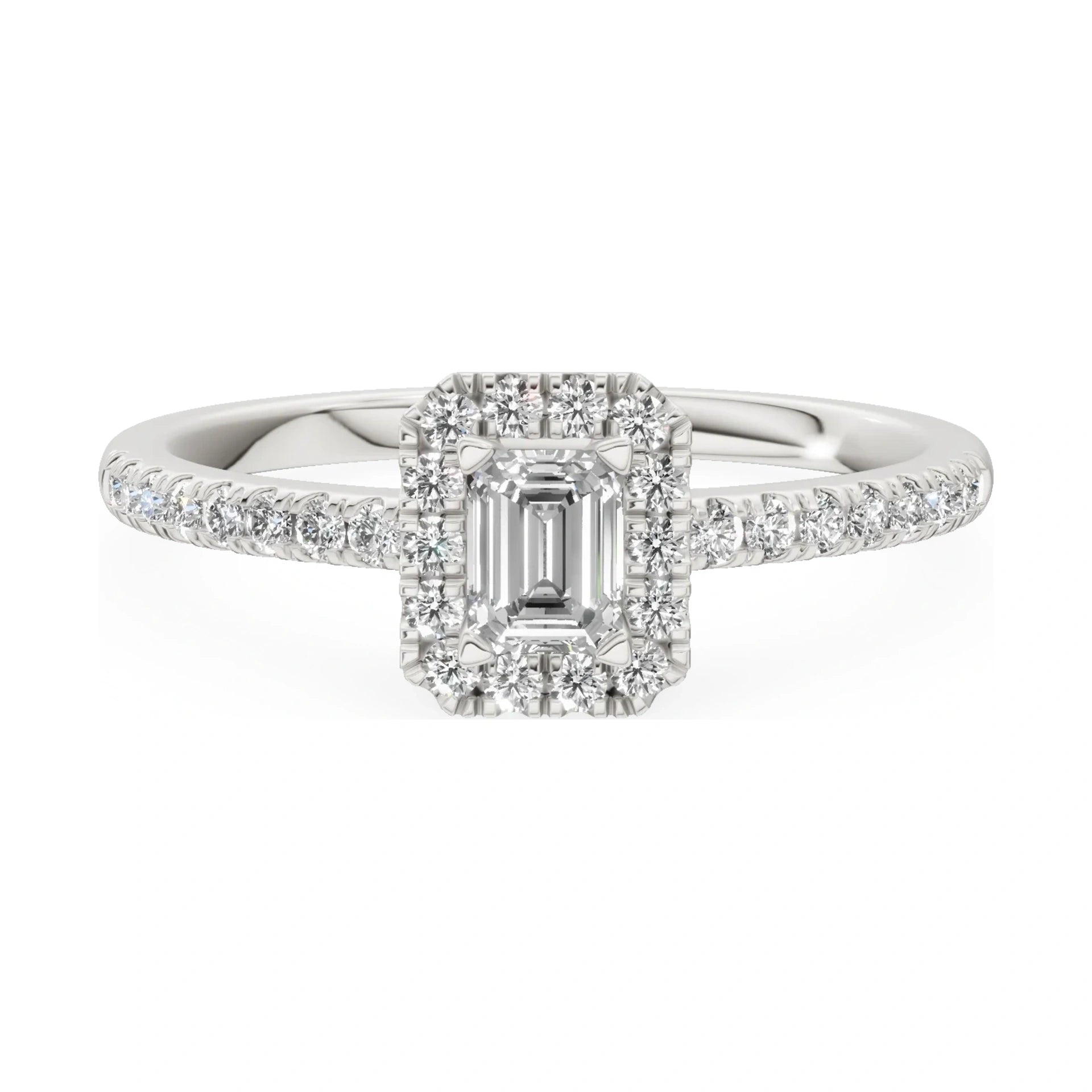 GREMARI Seven Icon 14K white gold engagement ring with 0.24 ct emerald-cut natural diamond