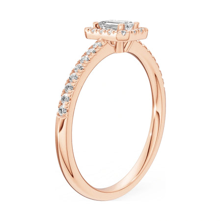 14K rose gold GREMARI Seven Icon ring with 0.24 ct emerald-cut natural diamond