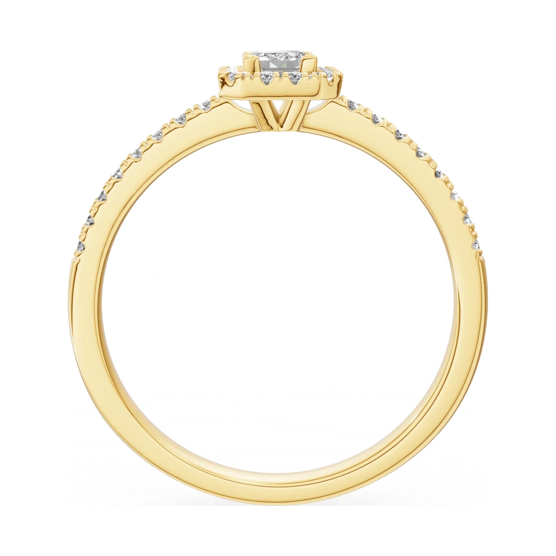 GREMARI Seven Icon emerald-cut natural diamond engagement ring in 14K yellow gold, 0.24 ct