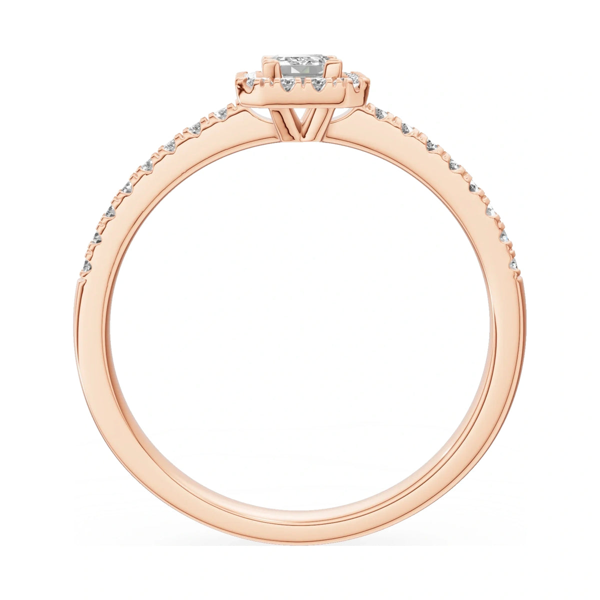 GREMARI Seven Icon emerald-cut natural diamond engagement ring in 14K rose gold, 0.24 ct