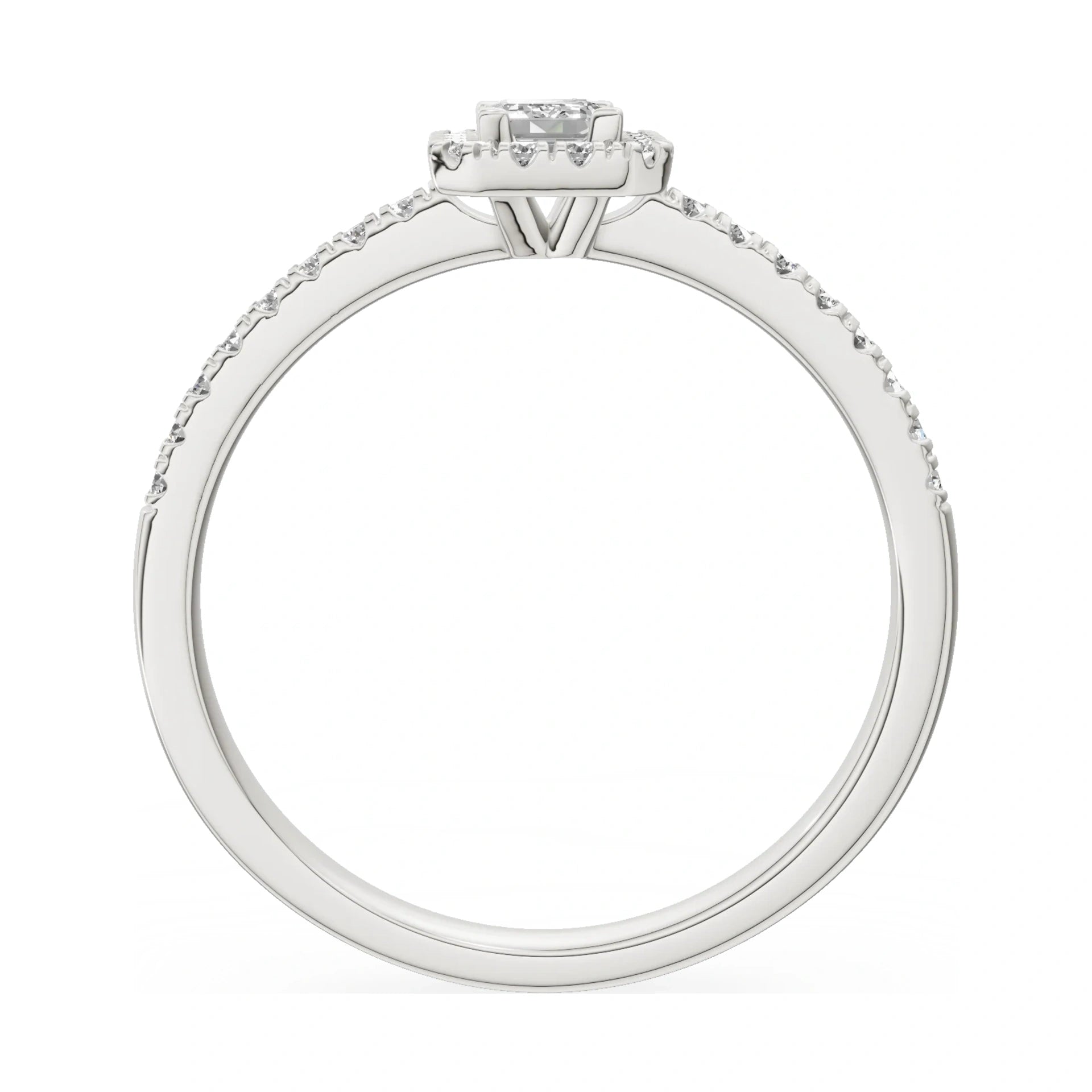 GREMARI Seven Icon emerald-cut natural diamond engagement ring in 14K white gold, 0.24 ct