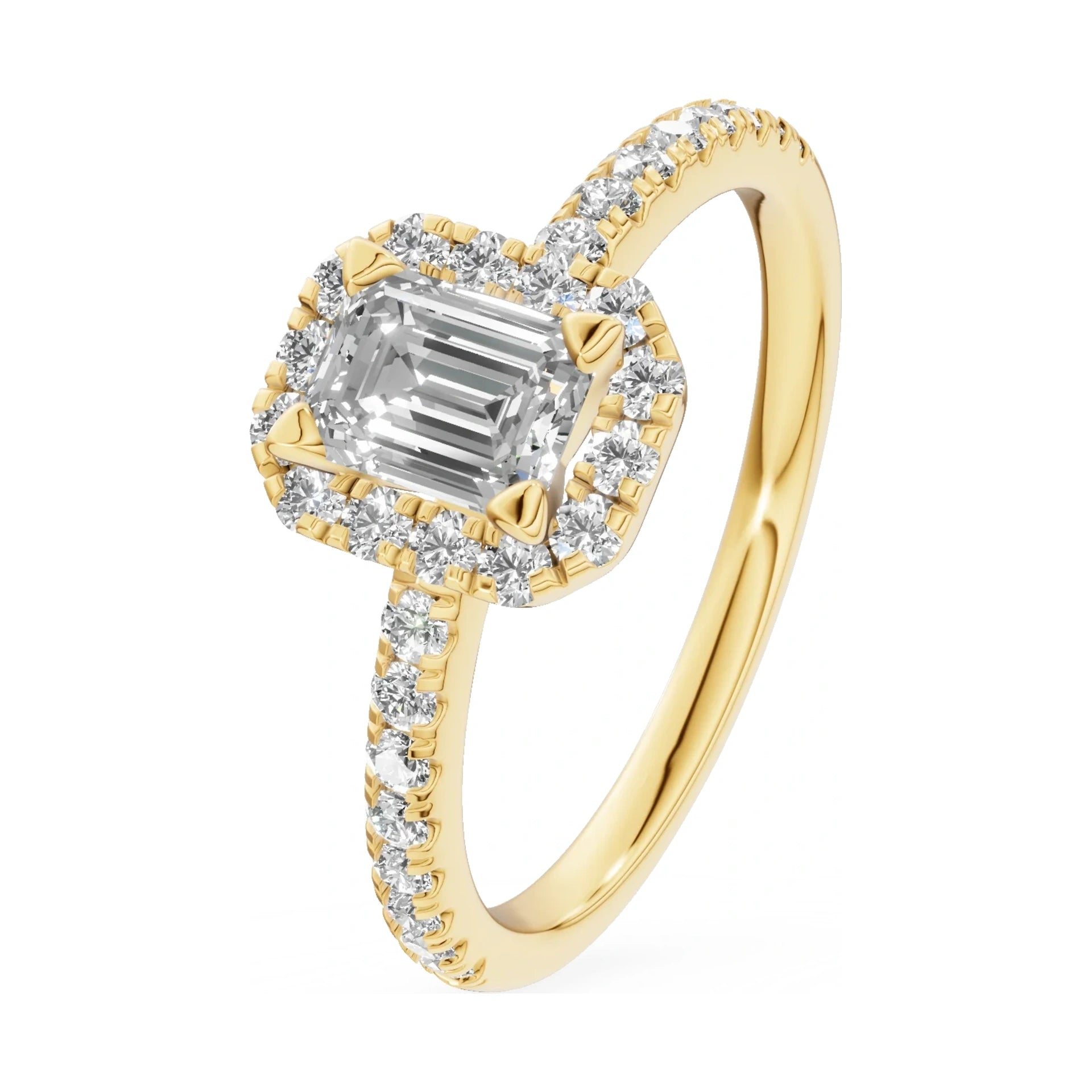 0.50 ct emerald-cut natural diamond GREMARI Seven Icon engagement ring in 14K yellow gold