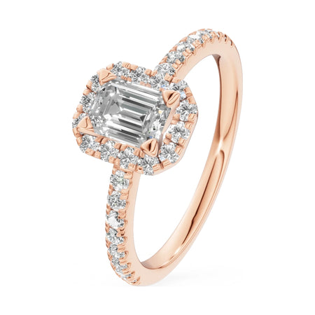 0.50 ct emerald-cut natural diamond GREMARI Seven Icon engagement ring in 14K rose gold