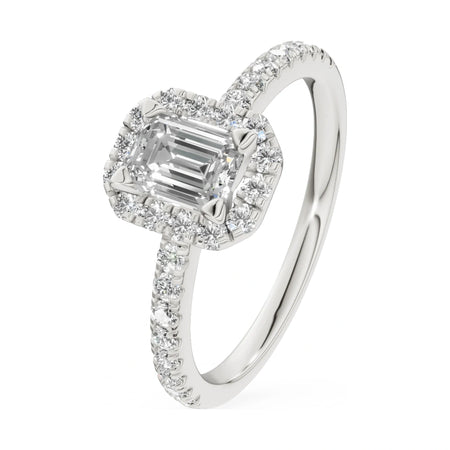 0.50 ct emerald-cut natural diamond GREMARI Seven Icon engagement ring in 14K white gold