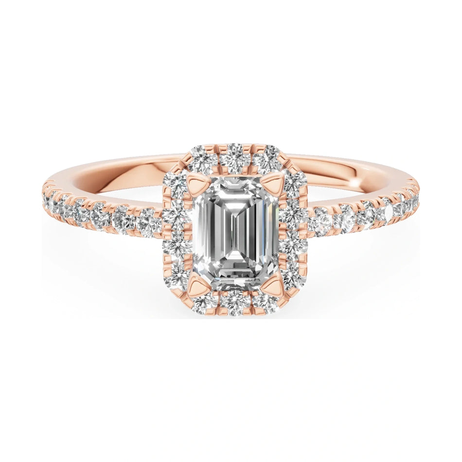 GREMARI Seven Icon 14K rose gold engagement ring with 0.50 ct emerald-cut natural diamond