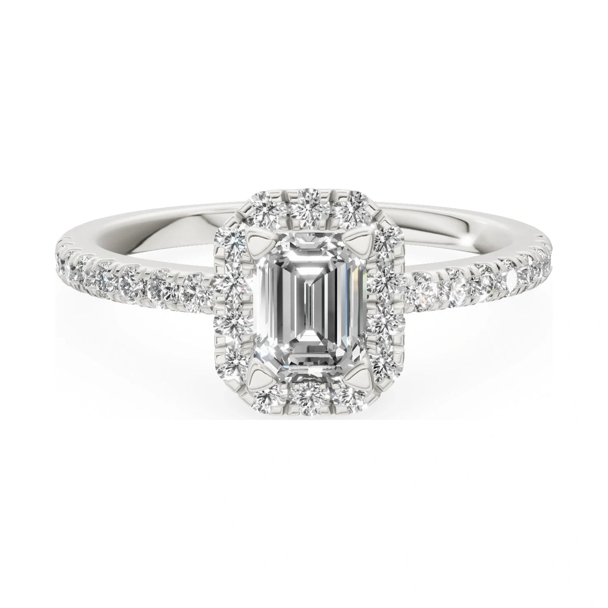 GREMARI Seven Icon 14K white gold engagement ring with 0.50 ct emerald-cut natural diamond