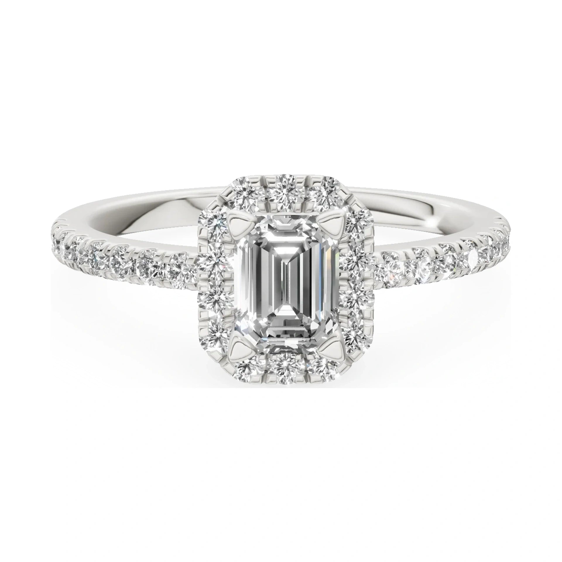 GREMARI Seven Icon 14K white gold engagement ring with 0.50 ct emerald-cut natural diamond