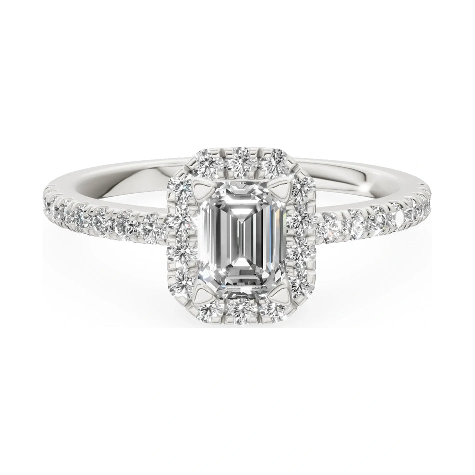 GREMARI Seven Icon 14K white gold engagement ring with 0.50 ct emerald-cut natural diamond