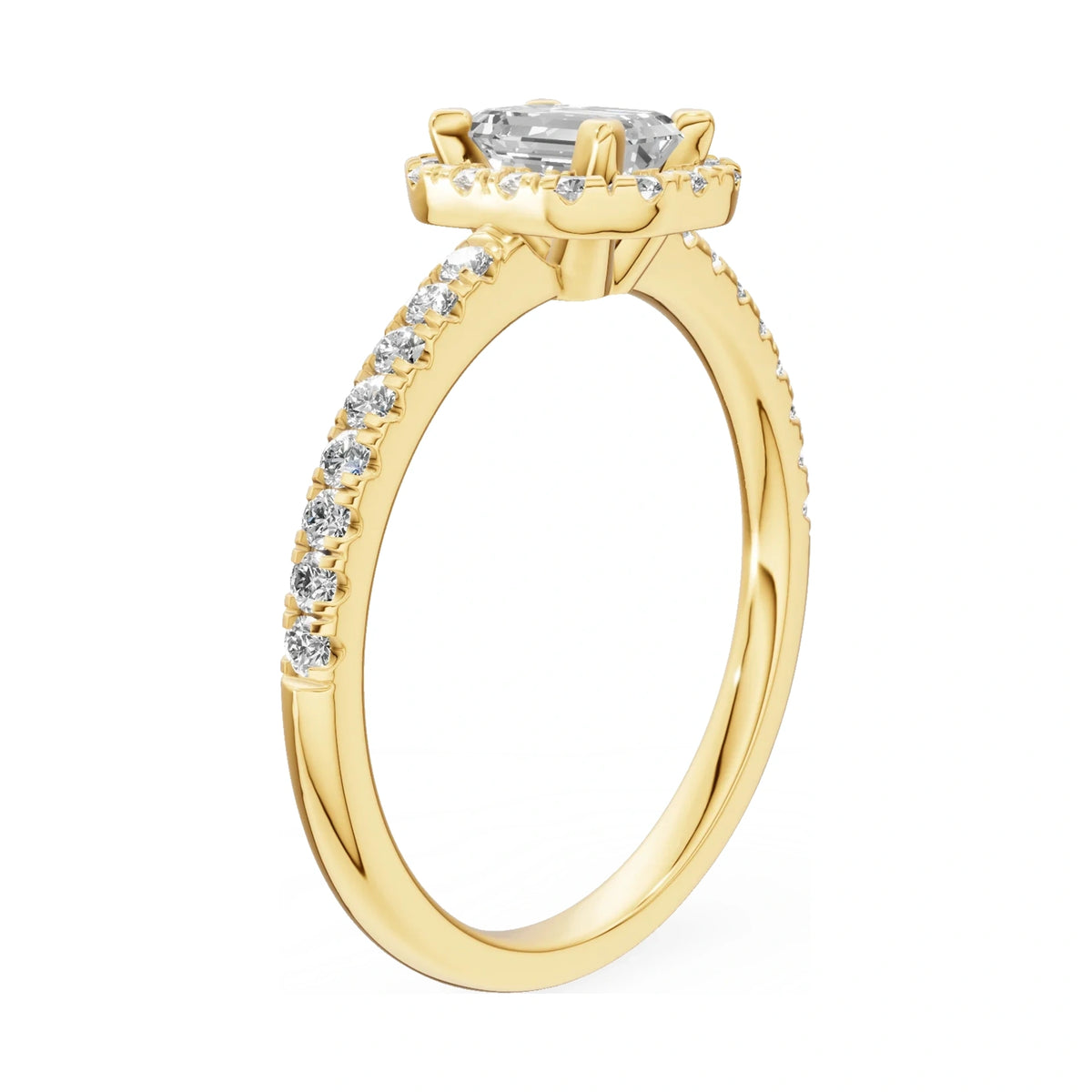 14K yellow gold GREMARI Seven Icon ring with 0.50 ct emerald-cut natural diamond