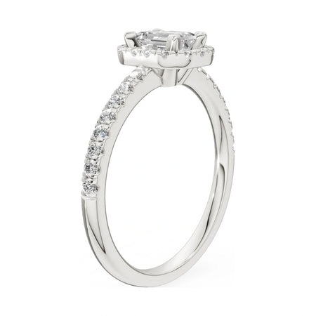 14K white gold GREMARI Seven Icon ring with 0.50 ct emerald-cut natural diamond