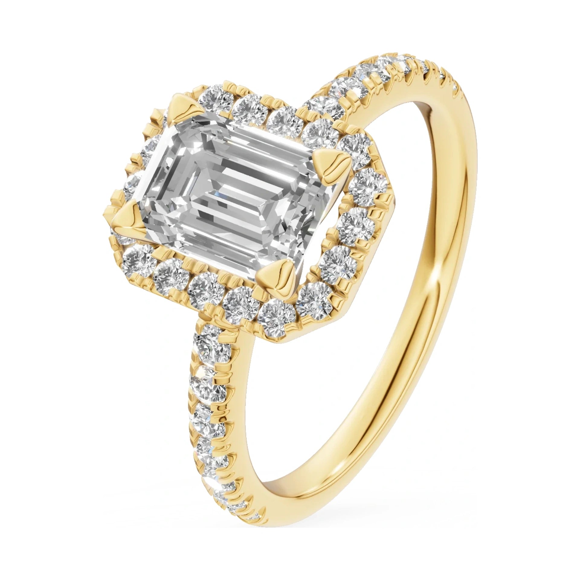 1.00 ct emerald-cut natural diamond GREMARI Seven Icon engagement ring in 14K yellow gold