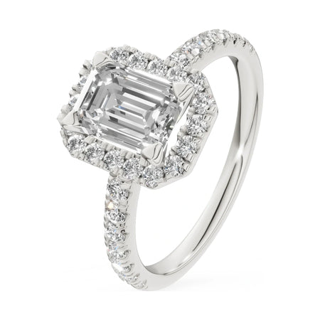 1.00 ct emerald-cut natural diamond GREMARI Seven Icon engagement ring in 14K white gold