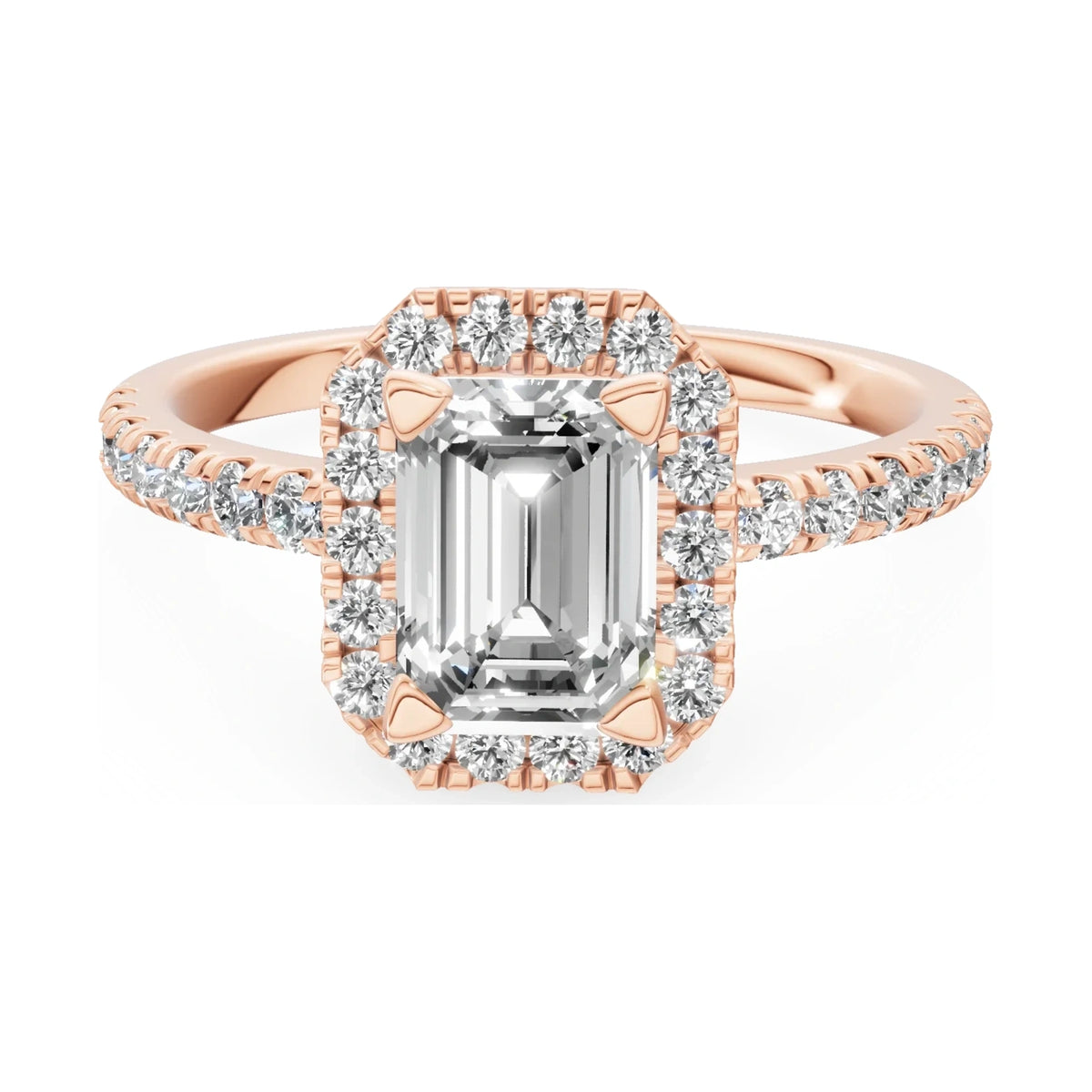 GREMARI Seven Icon 14K rose gold engagement ring with 1.00 ct emerald-cut natural diamond