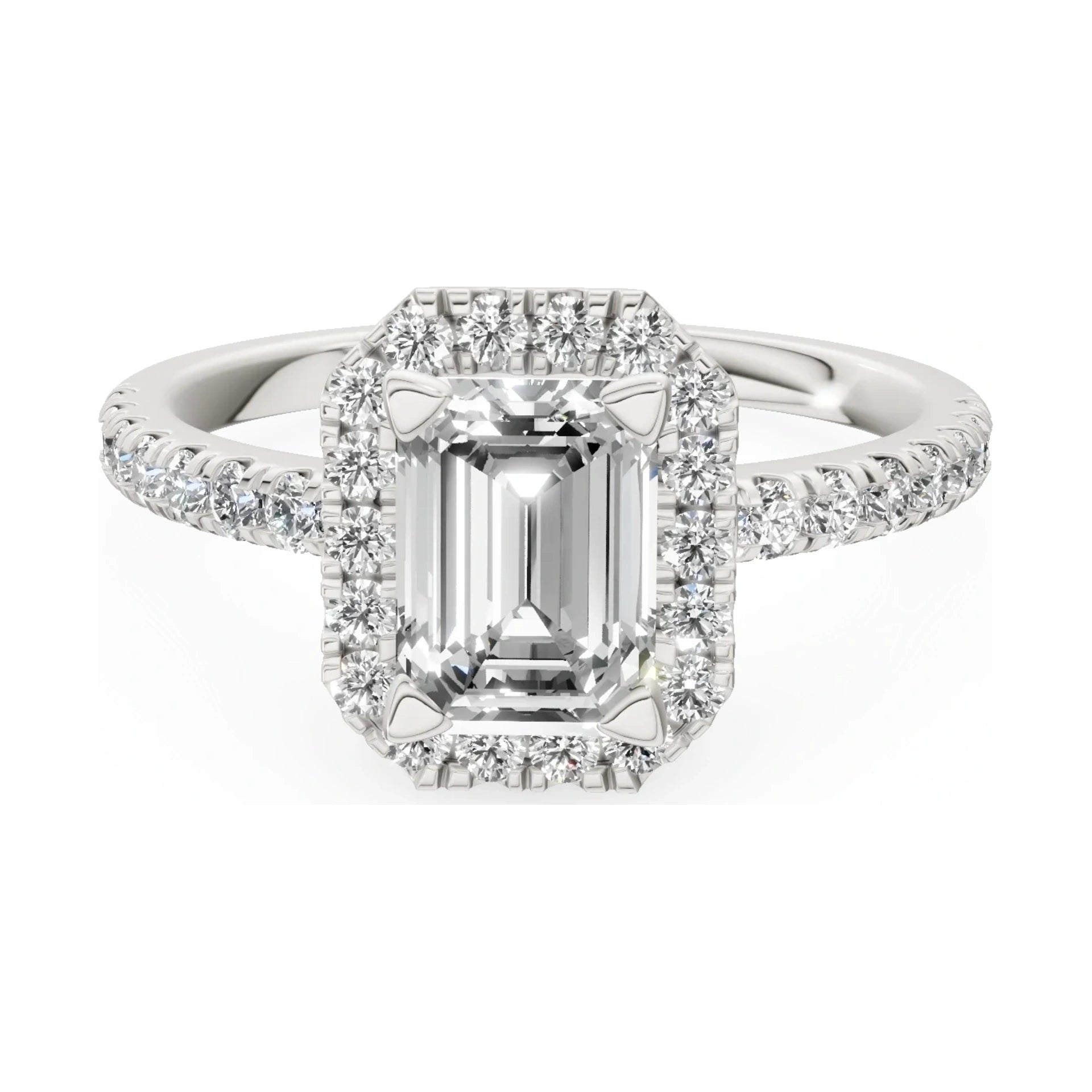 GREMARI Seven Icon 14K white gold engagement ring with 1.00 ct emerald-cut natural diamond