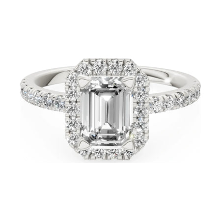 GREMARI Seven Icon 14K white gold engagement ring with 1.00 ct emerald-cut natural diamond