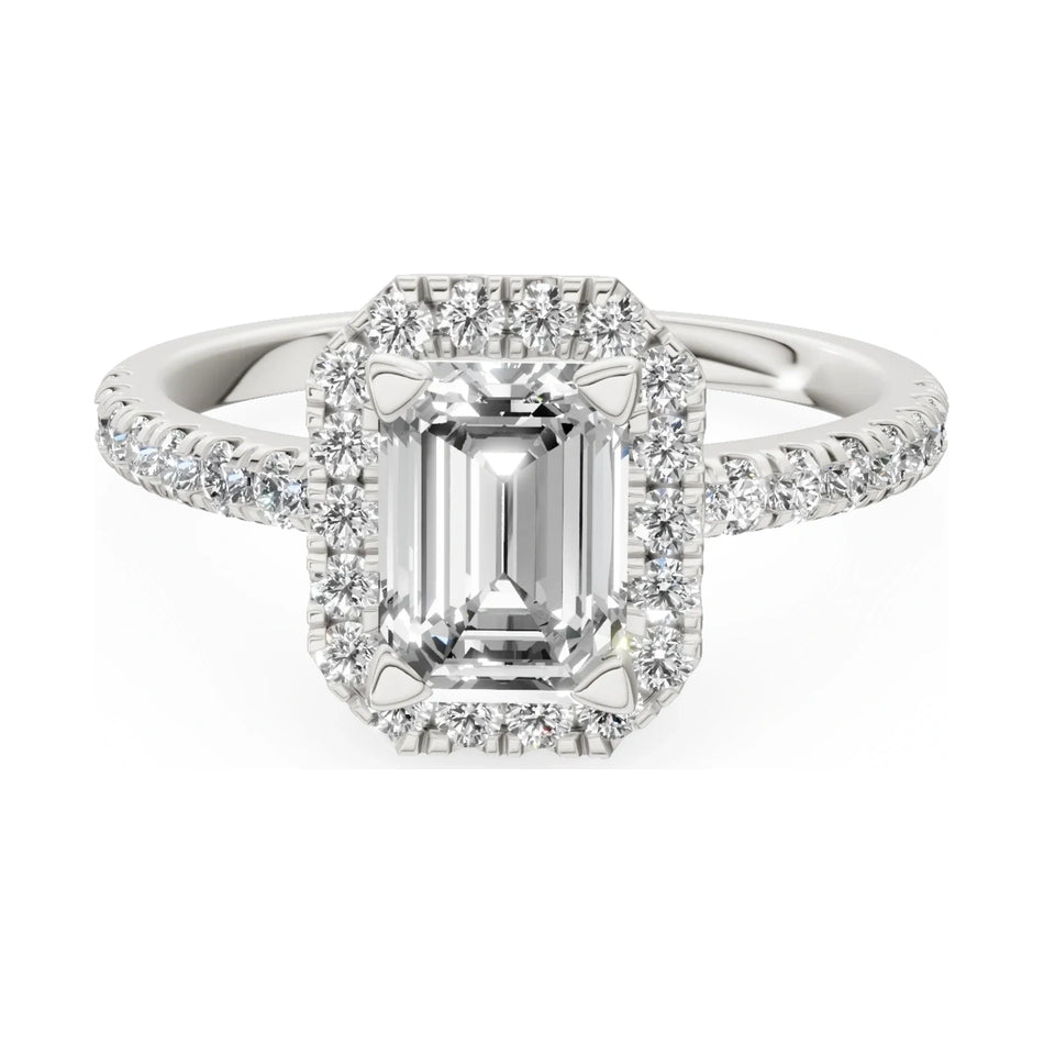 GREMARI Seven Icon 14K white gold engagement ring with 1.00 ct emerald-cut natural diamond